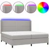 Image de Sommier    Lattes De Lit Matelas Led Gris Clair 200x200 Cm Tissu Vidaxl