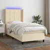 Image de Sommier À Lattes De Lit Matelas Et Led Crème 90x190 Cm Tissu Vidaxl