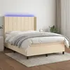 Image de Sommier    Lattes De Lit Matelas Et Led Cr ¨me 140x190 Cm Tissu Vidaxl