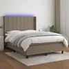 Image de Sommier À Lattes De Lit Matelas Et Led Taupe 140x200 Cm Tissu Vidaxl