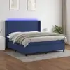 Image de Sommier À Lattes De Lit Matelas Et Led Bleu 160x200 Cm Tissu Vidaxl