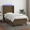 Image de Sommier À Lattes De Lit Matelas Led Marron Foncé 80x200cm Tissu Vidaxl