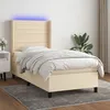 Image de Sommier    Lattes De Lit Matelas Et Led Cr ¨me 80x200cm Tissu Vidaxl