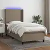Image de Sommier À Lattes De Lit Matelas Et Led Taupe 90x190 Cm Tissu Vidaxl