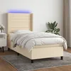 Image de Sommier À Lattes De Lit Matelas Et Led Crème 100x200 Cm Tissu Vidaxl