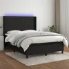 Image de Sommier À Lattes De Lit Matelas Et Led Noir 140x190 Cm Tissu Vidaxl