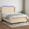Image de Sommier    Lattes De Lit Matelas Et Led Cr ¨me 140x190 Cm Tissu Vidaxl