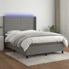 Image de Sommier À Lattes De Lit Matelas Led Gris Foncé 140x200 Cm Tissu Vidaxl