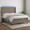 Image de Sommier À Lattes De Lit Matelas Et Led Taupe 140x200 Cm Tissu Vidaxl