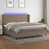 Image de Sommier À Lattes De Lit Matelas Et Led Taupe 200x200 Cm Tissu Vidaxl