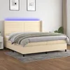 Image de Sommier À Lattes De Lit Matelas Et Led Crème 200x200 Cm Tissu Vidaxl