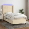 Image de Sommier À Lattes De Lit Matelas Et Led Crème 80x200cm Tissu Vidaxl