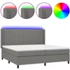 Image de Sommier À Lattes De Lit Matelas Led Gris Foncé 200x200 Cm Tissu Vidaxl