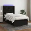 Image de Sommier À Lattes De Lit Matelas Et Led Noir 80x200cm Tissu Vidaxl