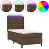 Image de Sommier À Lattes De Lit Matelas Led Marron Foncé 80x200cm Tissu Vidaxl