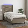 Image de Sommier À Lattes De Lit Matelas Et Led Taupe 80x200cm Tissu Vidaxl