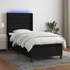 Image de Sommier À Lattes De Lit Matelas Et Led Noir 90x190 Cm Tissu Vidaxl