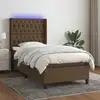 Image de Sommier À Lattes De Lit Matelas Led Marron Foncé 90x190cm Tissu Vidaxl