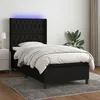 Image de Sommier À Lattes De Lit Matelas Et Led Noir 90x200 Cm Tissu Vidaxl