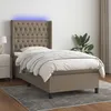 Image de Sommier À Lattes De Lit Matelas Et Led Taupe 90x200 Cm Tissu Vidaxl