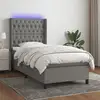 Image de Sommier À Lattes De Lit Matelas Led Gris Foncé 100x200 Cm Tissu Vidaxl