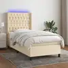 Image de Sommier À Lattes De Lit Matelas Et Led Crème 100x200 Cm Tissu Vidaxl
