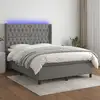 Image de Sommier À Lattes De Lit Matelas Led Gris Foncé 140x190 Cm Tissu Vidaxl