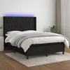 Image de Sommier À Lattes De Lit Matelas Et Led Noir 140x190 Cm Tissu Vidaxl