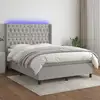 Image de Sommier À Lattes De Lit Matelas Led Gris Clair 140x200 Cm Tissu Vidaxl