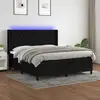 Image de Sommier À Lattes De Lit Matelas Et Led Noir 160x200 Cm Tissu Vidaxl