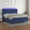 Image de Sommier À Lattes De Lit Matelas Et Led Bleu 160x200 Cm Tissu Vidaxl