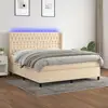 Image de Sommier À Lattes De Lit Matelas Et Led Crème 180x200 Cm Tissu Vidaxl