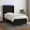 Image de Sommier À Lattes De Lit Matelas Et Led Noir 90x200 Cm Tissu Vidaxl