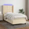 Image de Sommier À Lattes De Lit Matelas Et Led Crème 90x200 Cm Tissu Vidaxl