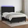 Image de Sommier À Lattes De Lit Matelas Et Led Noir 140x200 Cm Tissu Vidaxl