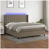 Image de Clicnbuy - lits & cadres de lit - sommier tapissier avec matelas et led taupe 160x200 cm tissu