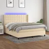 Image de Sommier À Lattes De Lit Matelas Et Led Crème 180x200 Cm Tissu Vidaxl