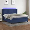Image de Sommier À Lattes De Lit Matelas Et Led Bleu 180x200 Cm Tissu Vidaxl