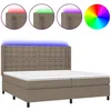 Image de Sommier À Lattes De Lit Matelas Et Led Taupe 200x200 Cm Tissu Vidaxl