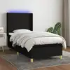 Image de Sommier À Lattes De Lit Matelas Et Led Noir 80x200cm Tissu Vidaxl