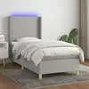 Image de Sommier À Lattes De Lit Matelas Led Gris Clair 90x190cm Tissu Vidaxl