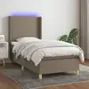 Image de Sommier À Lattes De Lit Matelas Et Led Taupe 90x200 Cm Tissu Vidaxl