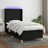 Image de Sommier    Lattes De Lit Matelas Et Led Noir 100x200 Cm Tissu Vidaxl