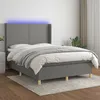 Image de Sommier À Lattes De Lit Matelas Led Gris Foncé 140x190 Cm Tissu Vidaxl