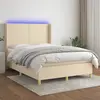 Image de Sommier À Lattes De Lit Matelas Et Led Crème 140x190 Cm Tissu Vidaxl