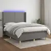 Image de Sommier À Lattes De Lit Matelas Led Gris Foncé 140x200 Cm Tissu Vidaxl