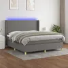 Image de Sommier À Lattes De Lit Matelas Led Gris Foncé 160x200 Cm Tissu Vidaxl