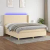 Image de Sommier À Lattes De Lit Matelas Et Led Crème 160x200 Cm Tissu Vidaxl