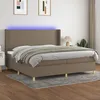 Image de Sommier À Lattes De Lit Matelas Et Led Taupe 200x200 Cm Tissu Vidaxl