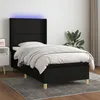 Image de Sommier À Lattes De Lit Matelas Et Led Noir 80x200cm Tissu Vidaxl